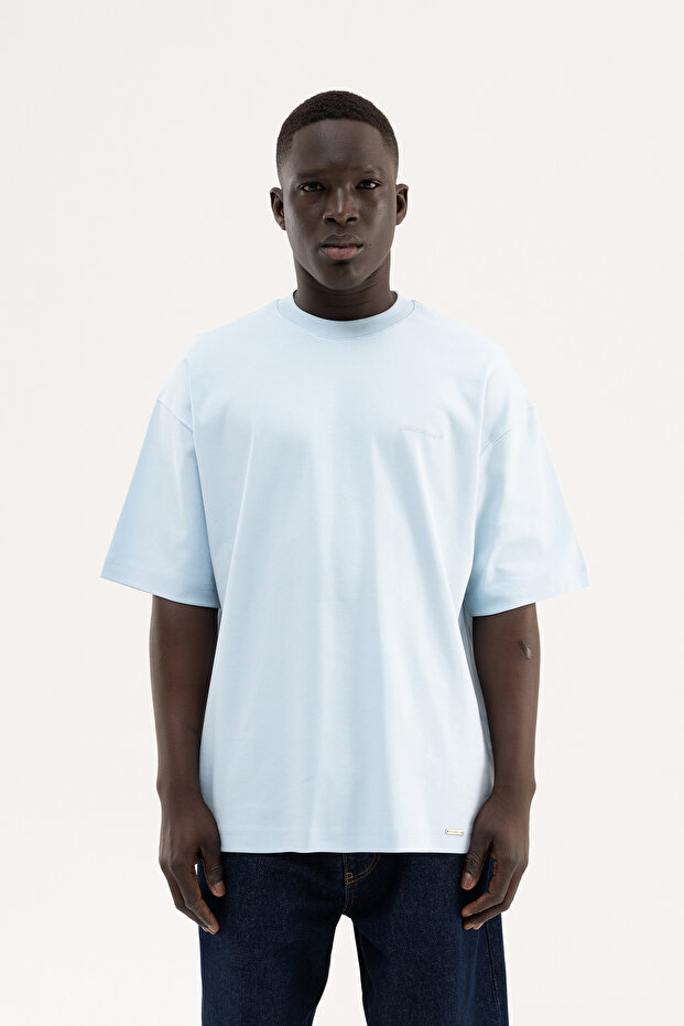 Men's Basic Interlock Oversize T-Shirt Light Blue - 1