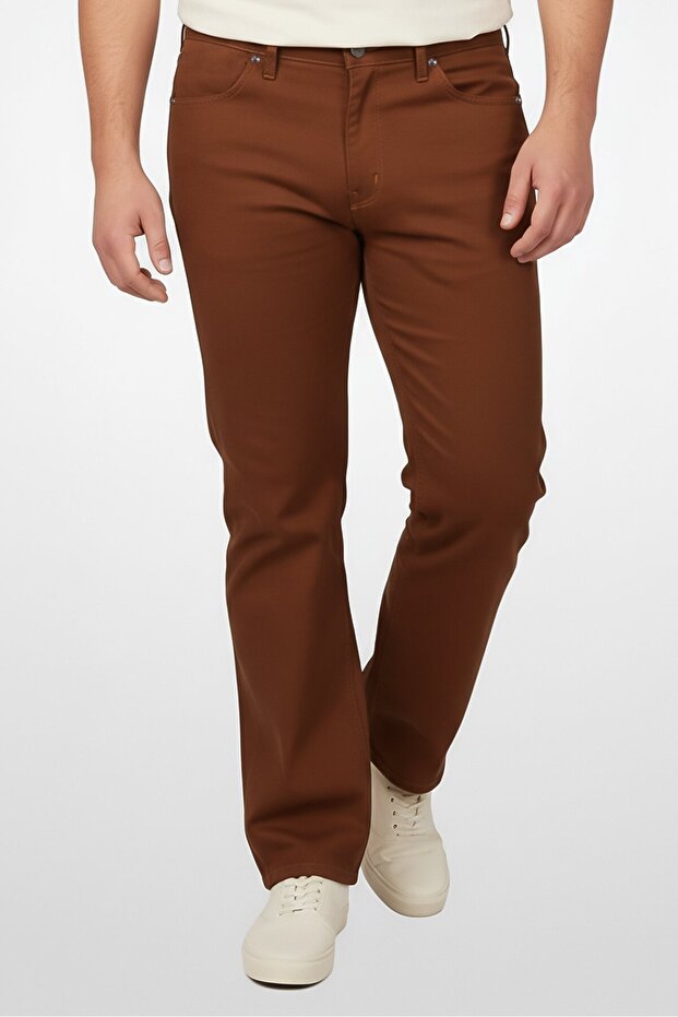 x Sandro Men Regular Fit Solid Straight Leg, Brown
