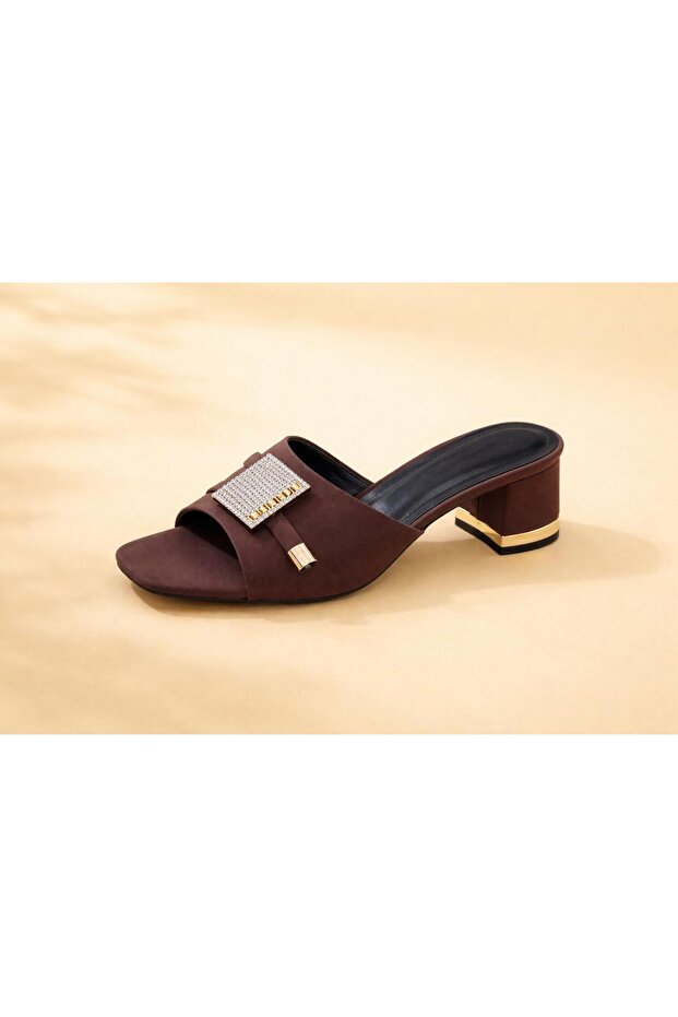 07005 Thick Heel Women's Comfortable Evening Dress Slippers