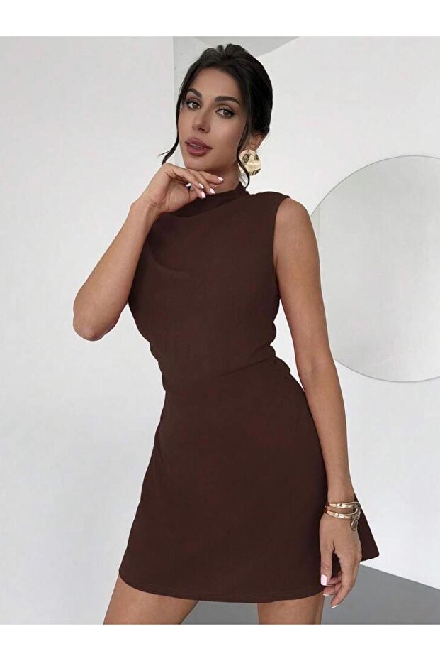 Rochie mini cu guler înalt - 3