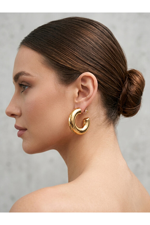 Small Steel Tube Hoop Earrings