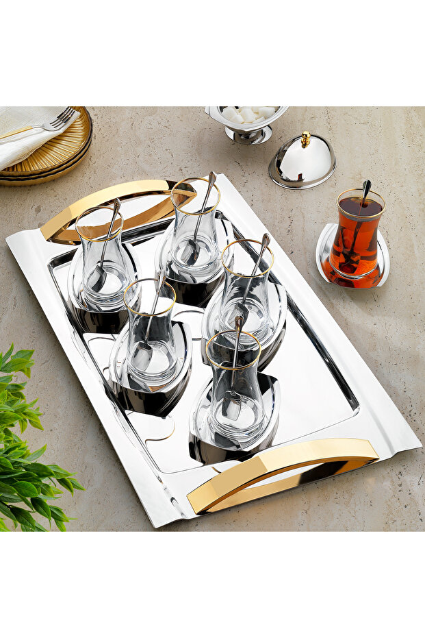 Allure Çelik Çay Seti 40 Parça-Gold