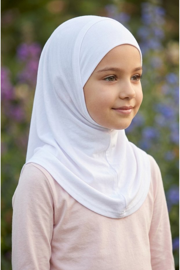 Girl's Ready-Made Hijab Scarf – Practical Snap-On Hijab | Flexible Viscose Fabric Daily & Prayer Headscarf