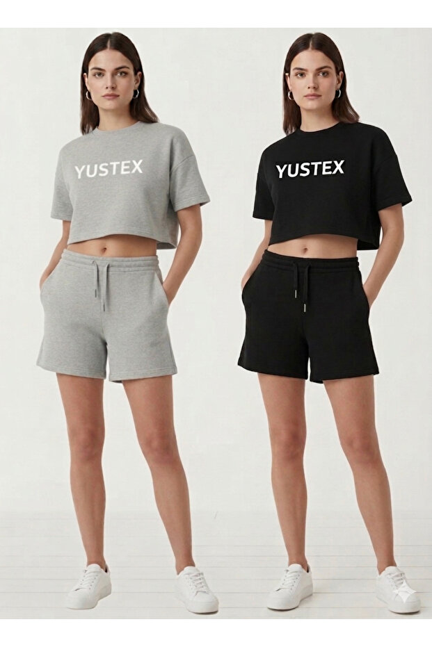 2-Pack Women's Shorts Set - Black and Gray High-Waisted No-Show Oversize Shorts