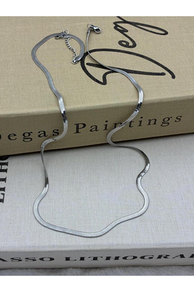 Steel Silver Color Flat Italian Chain Necklace (60cm)