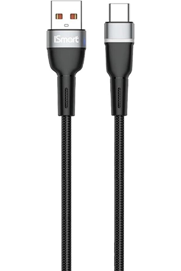 CoreLink USB-A to USB-C Cable, 3.0A Fast Charging, 1 M, Black color, with Blue light, iM36
