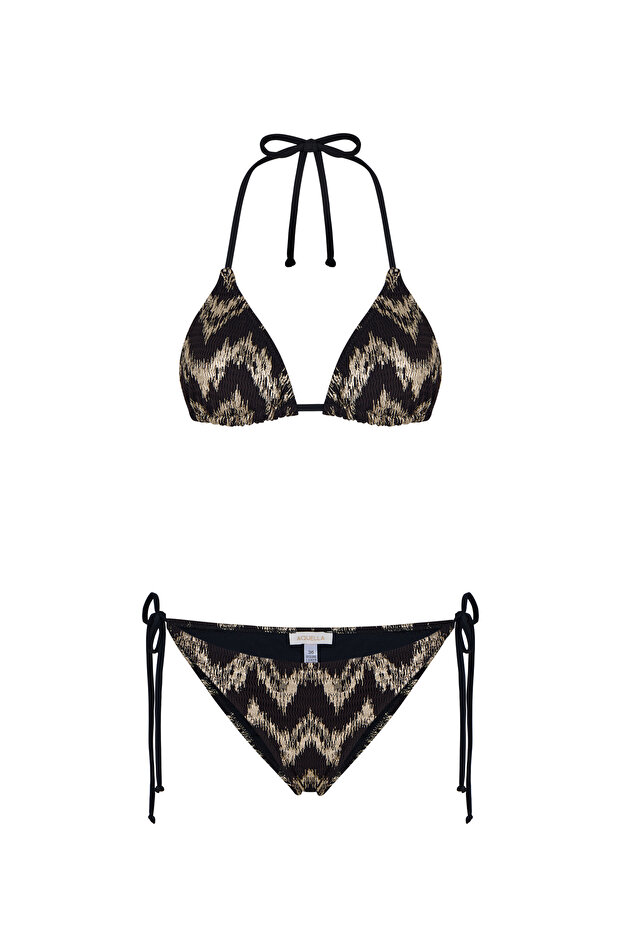 Lamé Print Patterned Shiny Triangle Bikini Set - 2