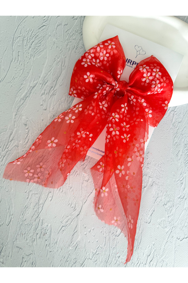 Design 100% Handmade Daisy Printed Organza Bow Girl's Automatic Luxury Buckle