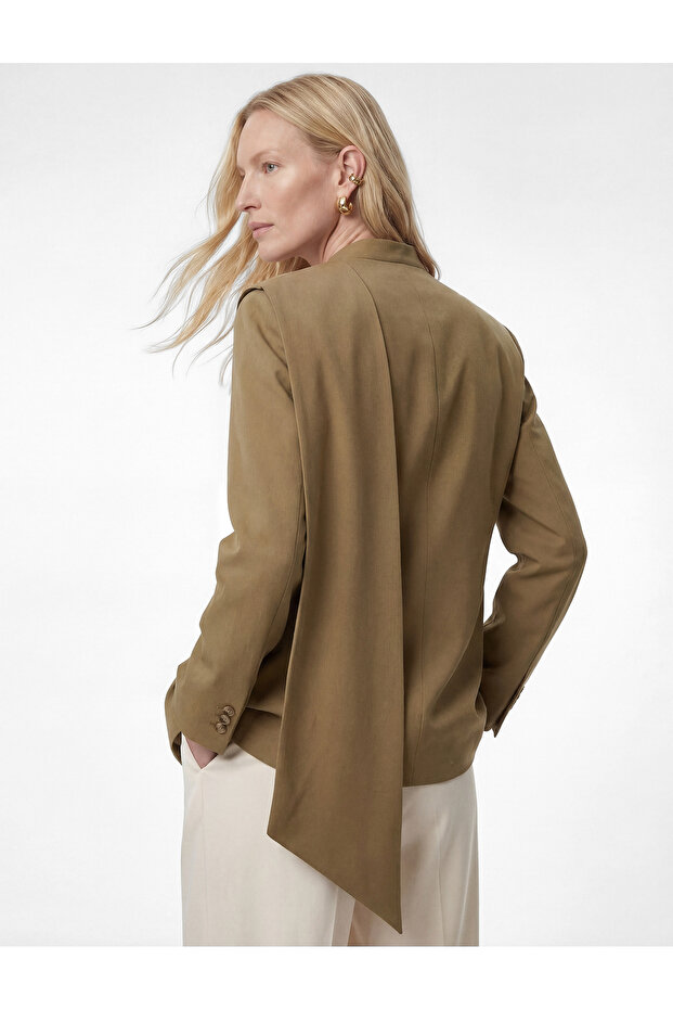 Long Sleeve Pocketed Buttoned Shawl Collar Blazer Jacket