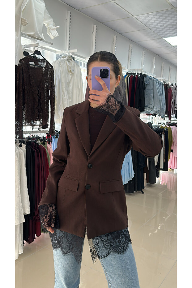 Dantel detaylı Blazer ceket