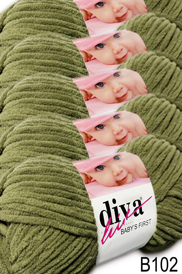 Babys First Velvet Yarn (5X100Gr.) - B102 - Green of the Age