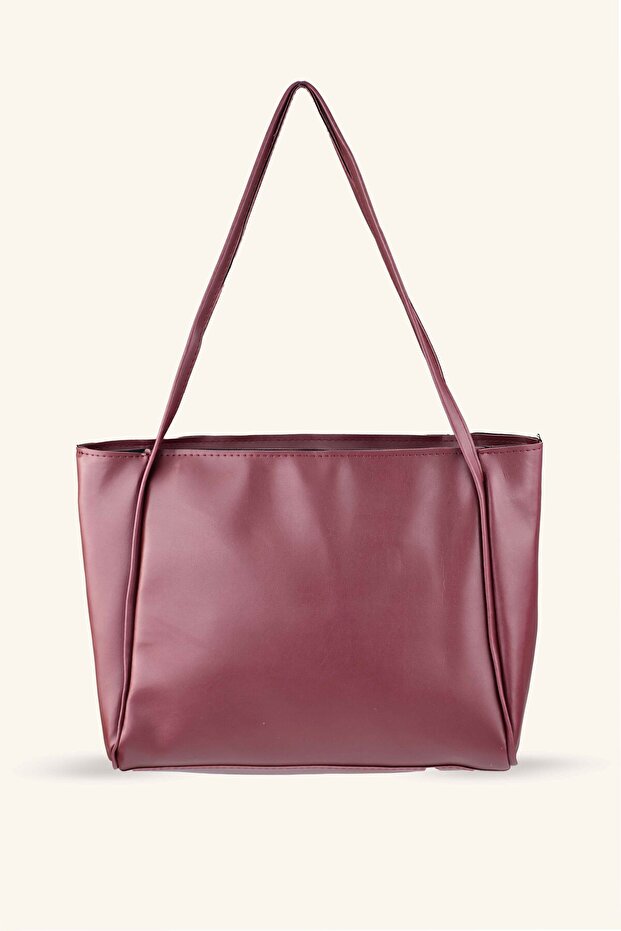 Large Size Hand and Shoulder Bag - Burgundy