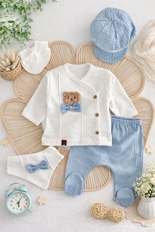 100% Cotton Premium Baby Boy 5-Piece Hospital Outfit