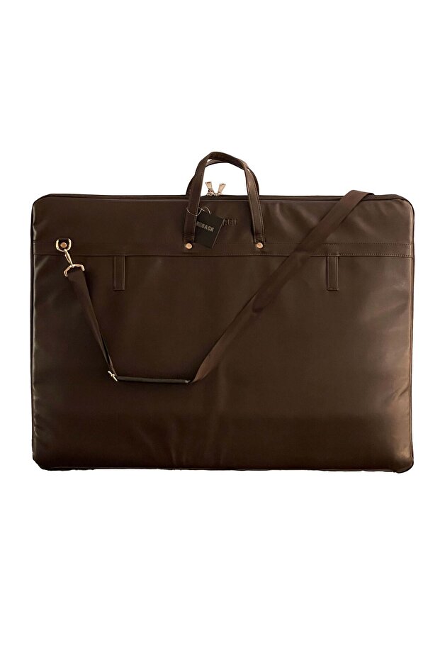 566 Faux Leather Project Bag Dark Brown 55X75 cm