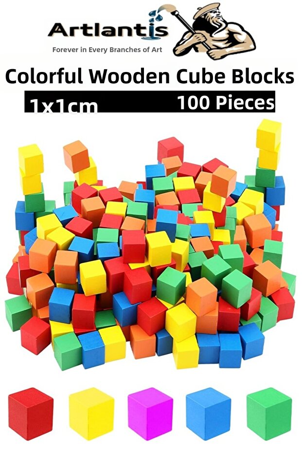 Colorful Wooden Cube Blocks 1X1X1Cm 100Pcs Wood Colorful Square Block Educational Developer Toy Cube Mat