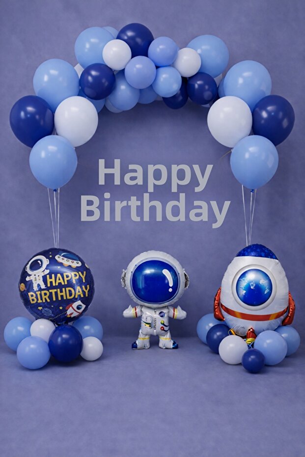 مجموعة بالونات عيد الميلاد ذات الطابع الفضائي، مجموعة حفلات رائد الفضاء باللونين الأزرق والأبيض