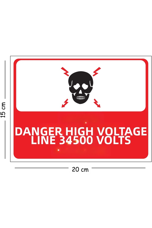 Metal Danger High Voltage Line 34500 Volt 15X20 cm Warning Work Safety Sign