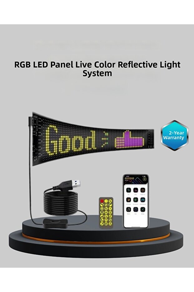 لوحة LED ذكية بمنفذ USB 5 فولت - يتم التحكم فيها عبر تطبيق الهاتف المحمول، مع تأثيرات ضوئية ملونة