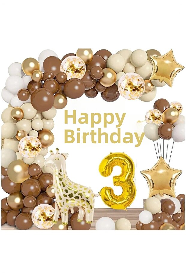 Retro Colors Standing Giraffe Foil Balloon Birthday Set