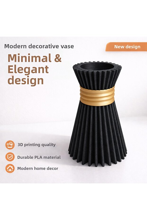 Minimal Decorative Vase 16 cm | Modern Stylish Design | 3D Printing Premium Home Decor