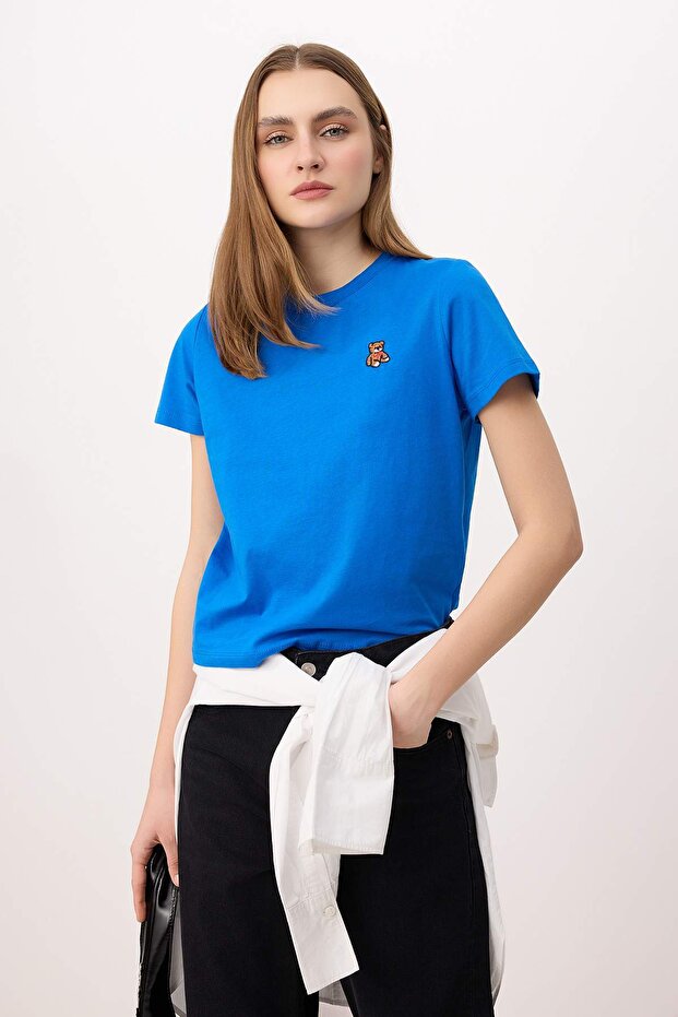Saks Regular/Normal Kalıp Kısa Kollu Nakışlı %100 Pamuk Örme T-shirt TWOSS26TS00232 - 1