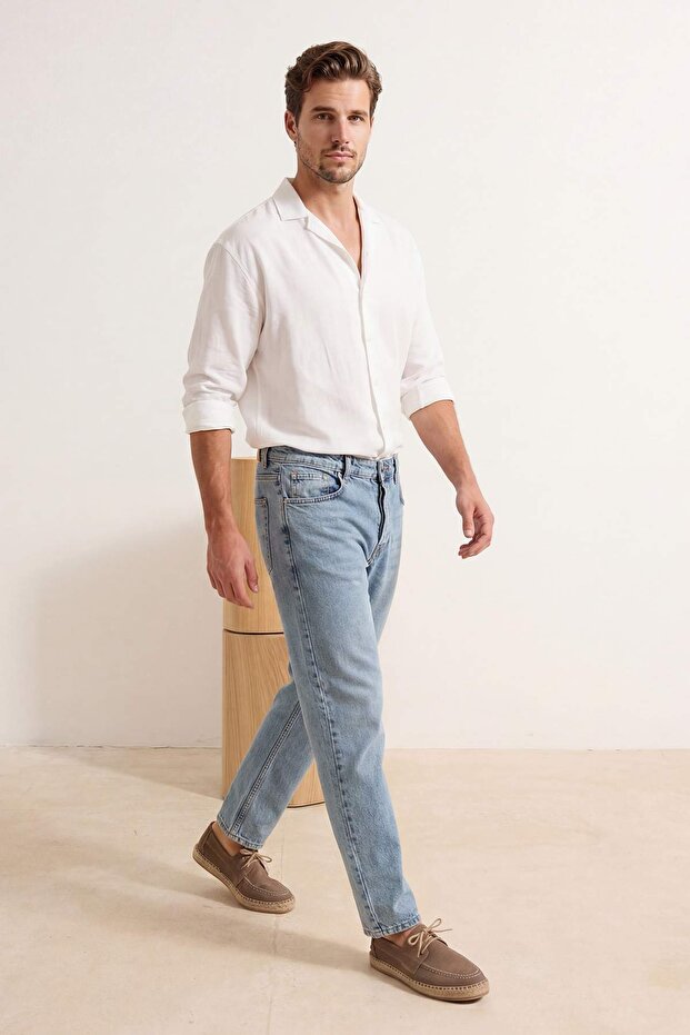 Açık Mavi Baggy/Geniş Kalıp Bol Kot Pantolon Jeans TMNAW24JE00027 - 2