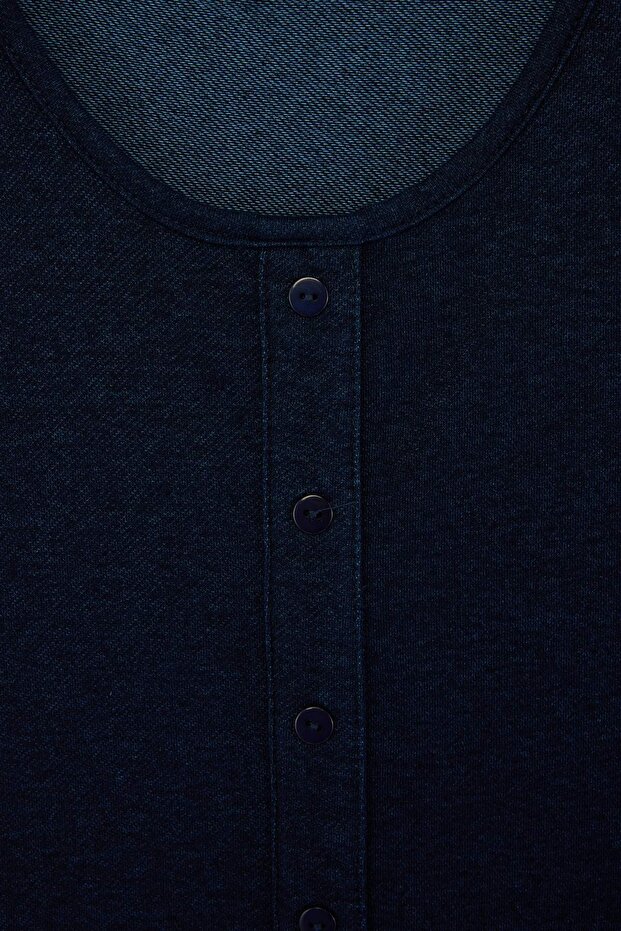 Mavi Denim Görünümlü Örme Büyük Beden Bluz TBBSS26AF00119 - 5