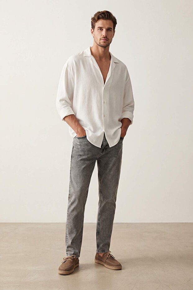 Gri Regular Fit Esnek Kumaş Jeans TMNSS25JE00001 - 2