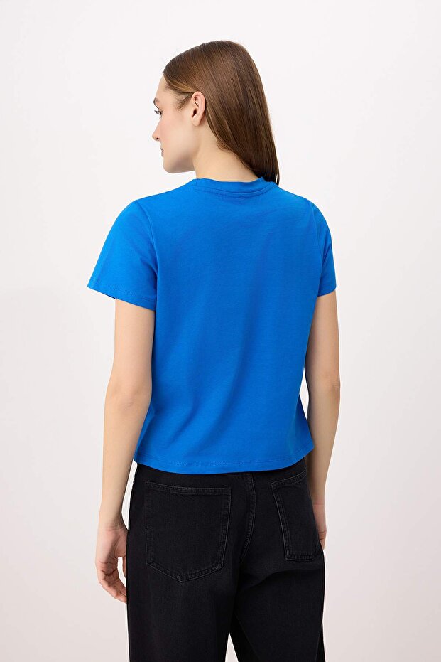 Saks Regular/Normal Kalıp Kısa Kollu Nakışlı %100 Pamuk Örme T-shirt TWOSS26TS00232 - 4