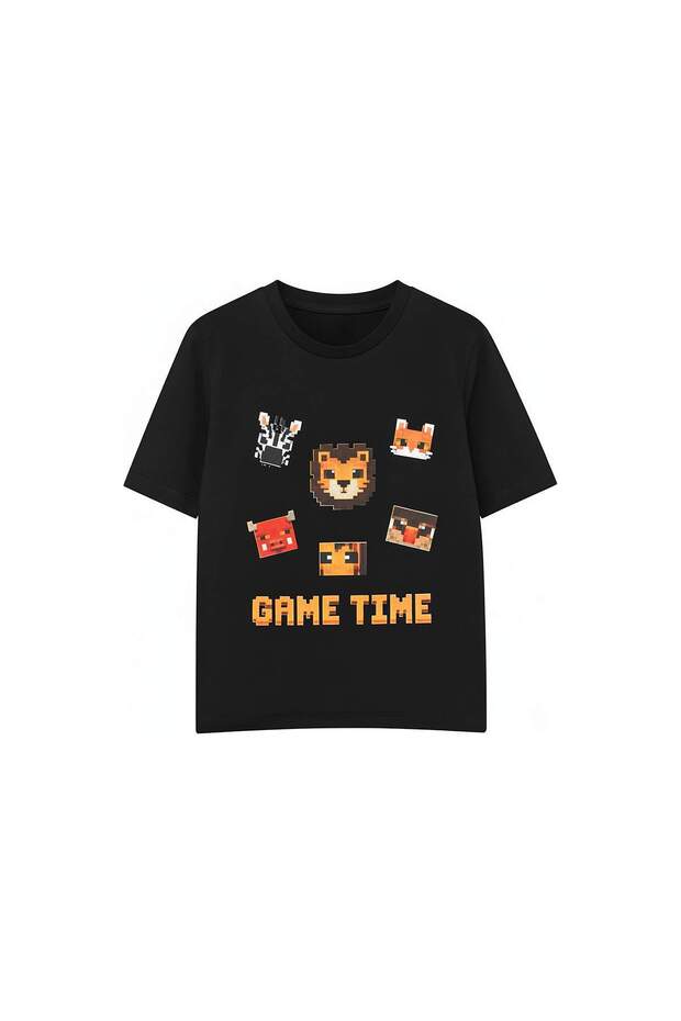 Siyah-Yeşil 2'li Slogan Örme T-Shirt TKDSS26TS00026 - 6