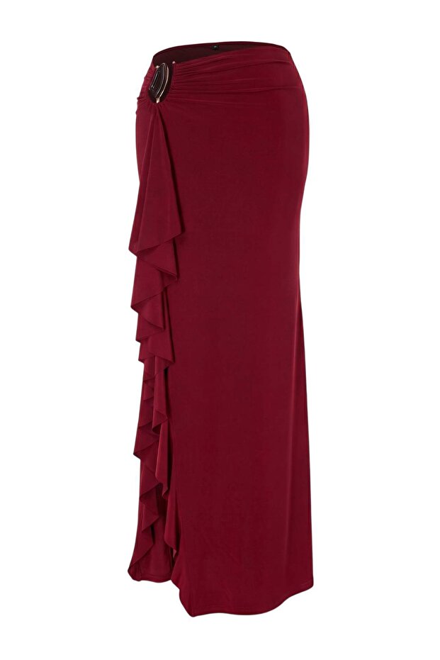 Limited Edition Bordo Düz Maxi Örme Sandy Etek TPRSS26ET00010 - 4