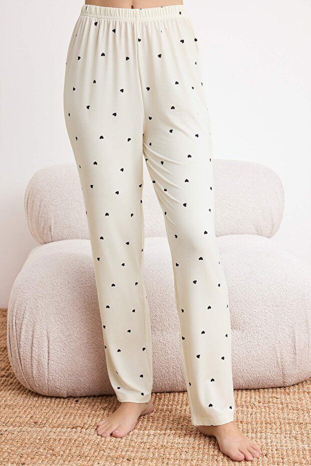 Ekru Kalpli Örme Pijama Takımı THMSS24PT00286 - 3