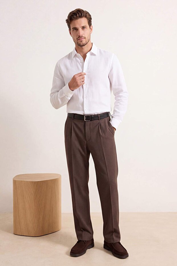 Beyaz Normal Kalıp/Regular Fit Poplin Yazlık Erkek Dokuma Gömlek TMNSS26GO00030 - 2