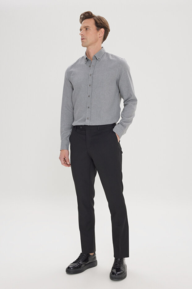 Erkek Siyah Slim Fit Dar Kesim Esnek Klasik Pantolon - 3