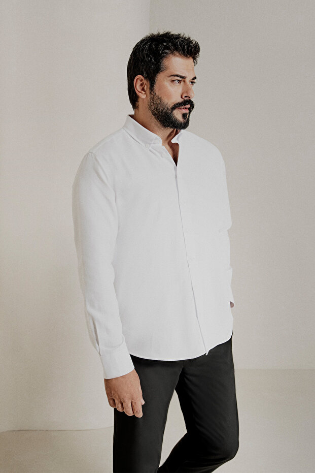 Erkek Siyah-Beyaz 2'li Pamuklu Oxford Kolay Ütülenebilir Slim Fit Dar Kesim Gömlek Paketi - 4