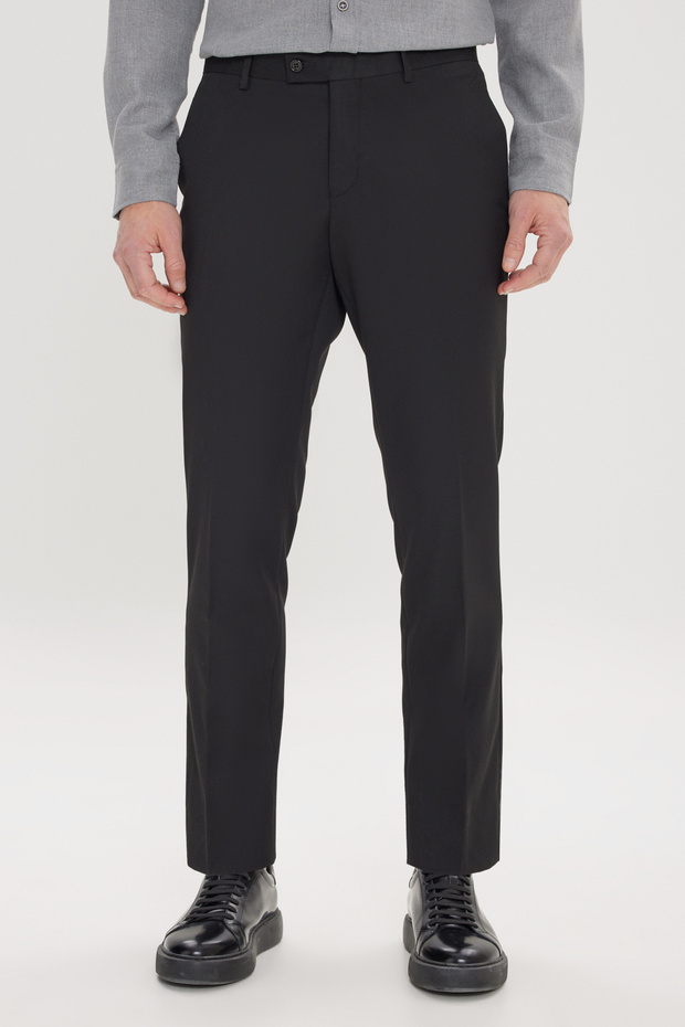 Erkek Siyah Slim Fit Dar Kesim Esnek Klasik Pantolon - 1