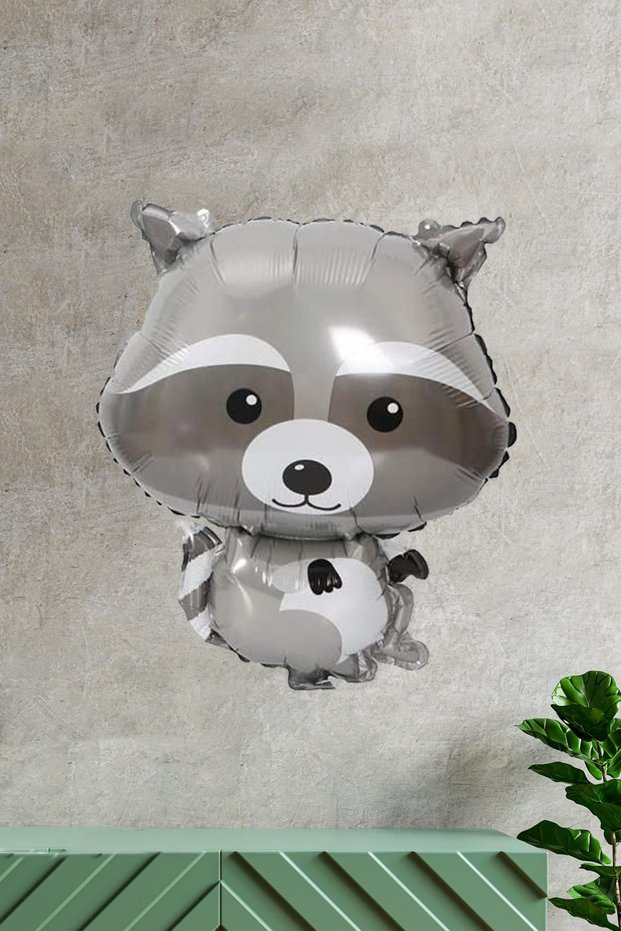 Raccoon Shaped Foil Balloon Woodland Concept Birthday Balloons