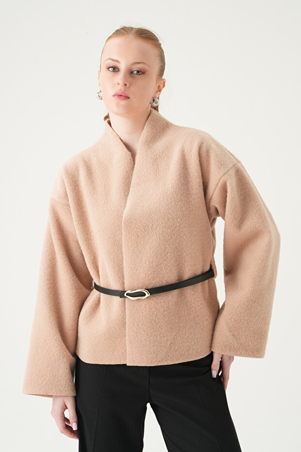 Beige Belt Piece Jacket 3100A - 1