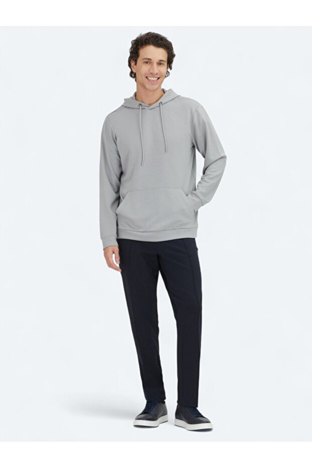 Gri Kapüşonlu Sweatshırt - 2