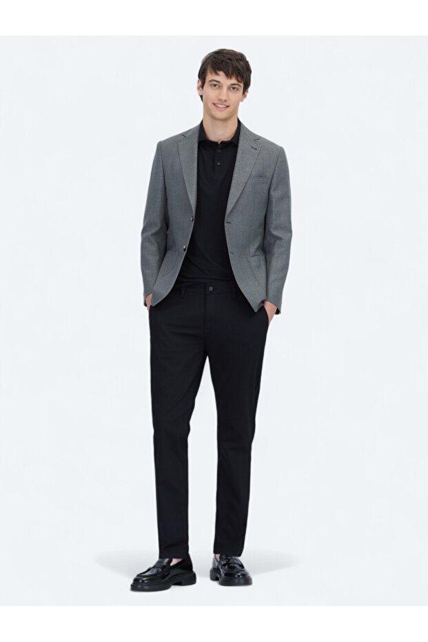 Anthracite Plain Modern Fit Wool Blend Jacket - 2