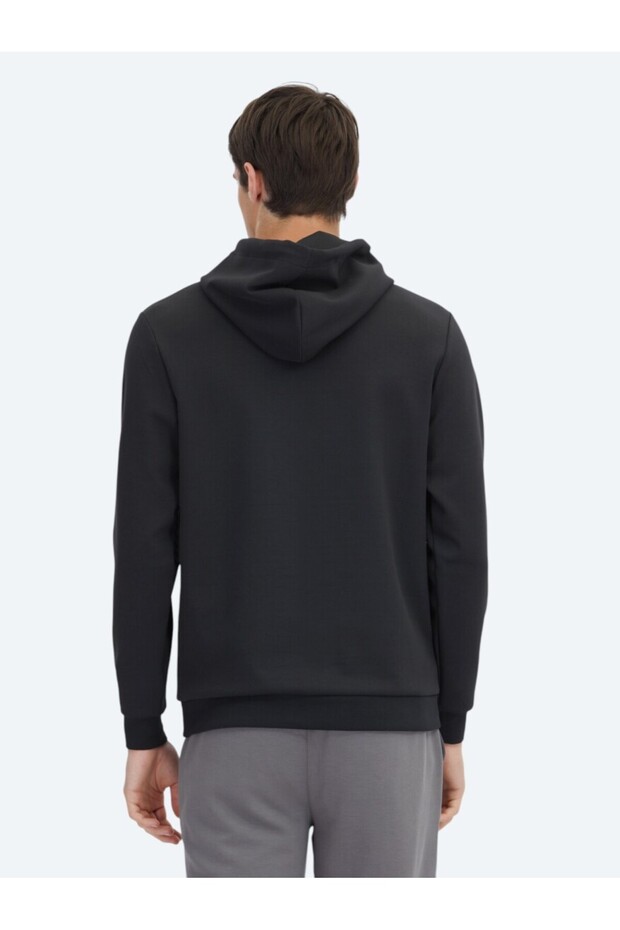 Siyah Kapüşonlu Sweatshırt - 5