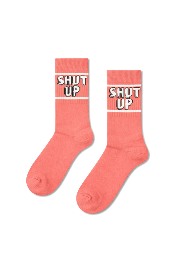 جوارب رياضية ملونة منقوشة مكتوب عليها Shut Up للجنسين