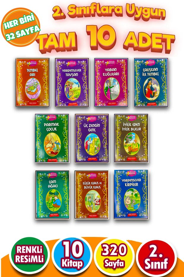 Grimm Masalları Set of 10 Stories That Make Students Love Reading, Suitable for 2Nd Grade Students, 100 Essential Works