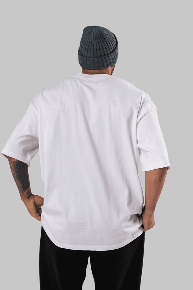 White Relaxed Oversize T-shirt Men's Women's Crew Neck Unprinted T-shirt