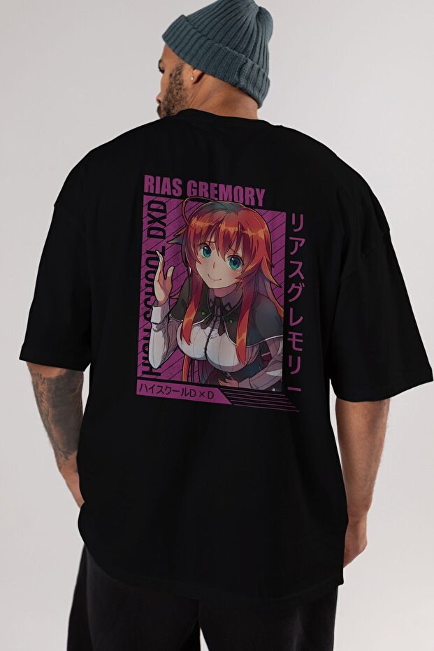 Rias Gremory 10 Anime Back Printed Black Oversize t-shirt Men Women