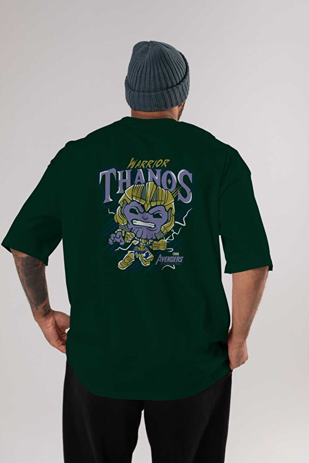Thanos (2) Back Printed Emerald Green Oversized t-shirt Crew Neck Men Women