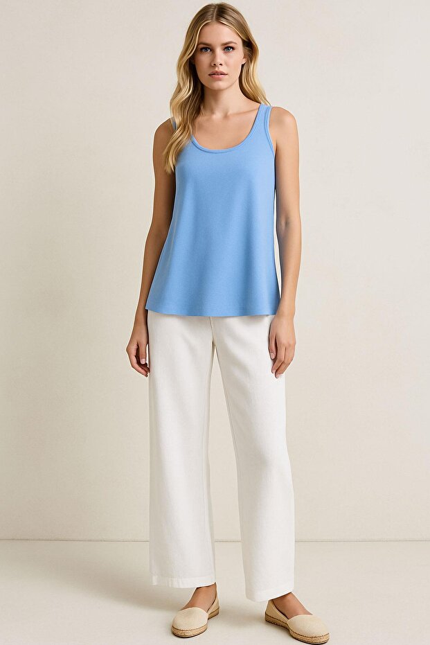2 Pieces A-Line Comfortable Fit Basic Thick Strap Undershirt T-Shirt - 2