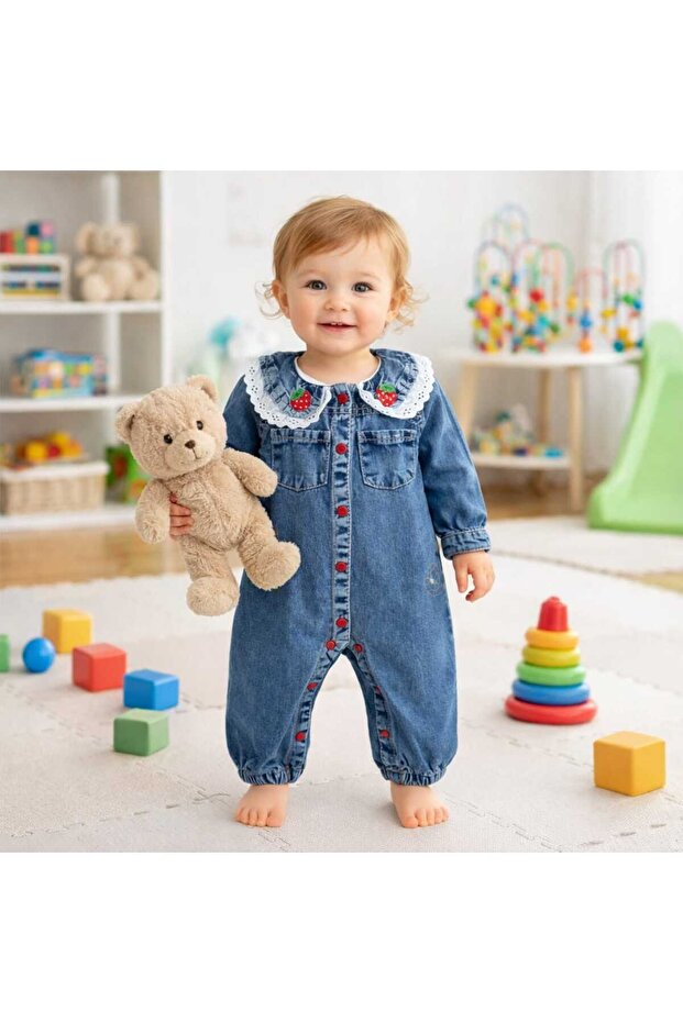 Children's Baby Jeans (Jeans) Strawberry Jumpsuit (3/6/9/12) Months