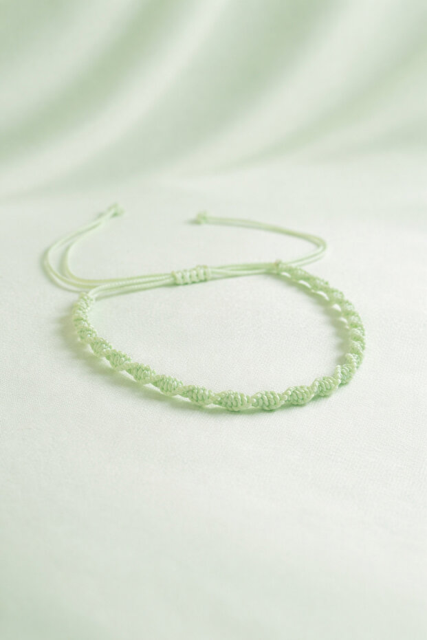Spiral Macrame Bracelet Water Green Adjustable Unisex Braided Rope Bracelet with Elevator Buckle