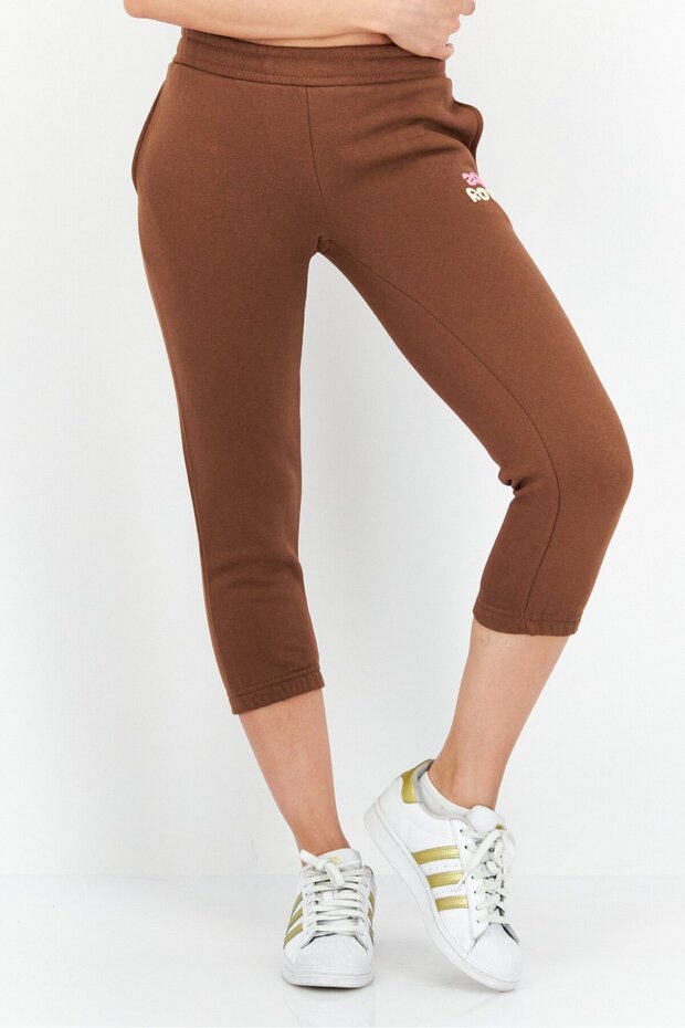 Women Regular Fit Drawstring Textured Jogger Pants, Brown